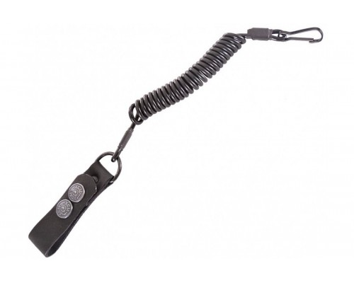 Страховочный пистолетный шнур (пружинка) с кожаной шлевкой